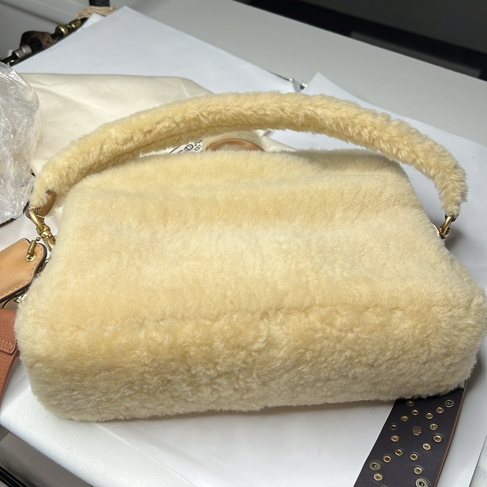 Coach Shearling Beige Fur Pillow Tabby Shoulder Crossbody Bag - Picture 15 of 16